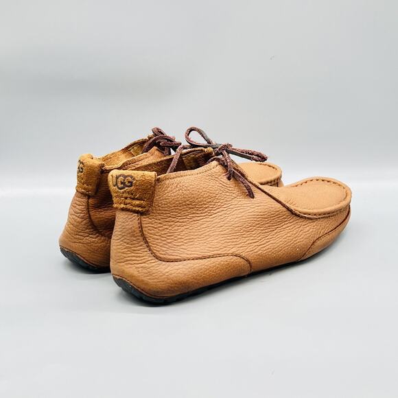 UGG Boots Mens 11 Brown Leather Carraway Moccasin Lace Up Slippers Comfort Shoes main image 10